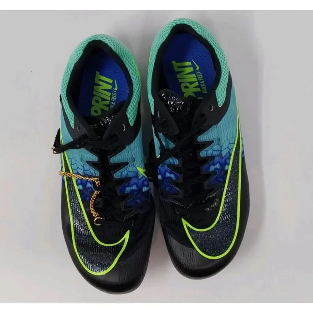 Nike Zoom Rival Sprint Track Spikes Black Green Blue Sz 7 Women/5.5 Men - Picture 3 of 16